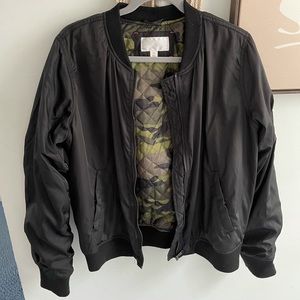 Black with Camo Xhilaration Bomber Jacket